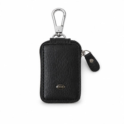 Leather Car Key Case Holder Pouch For Smart Remote With Zip And Clip (1 Pc)