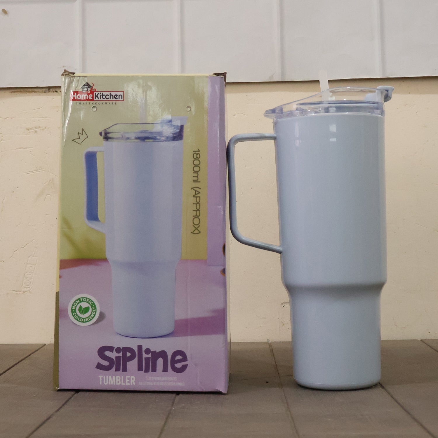 Large Capacity Travel Sipline Tumbler With Handle And Straw Lid (1800ml Approx)