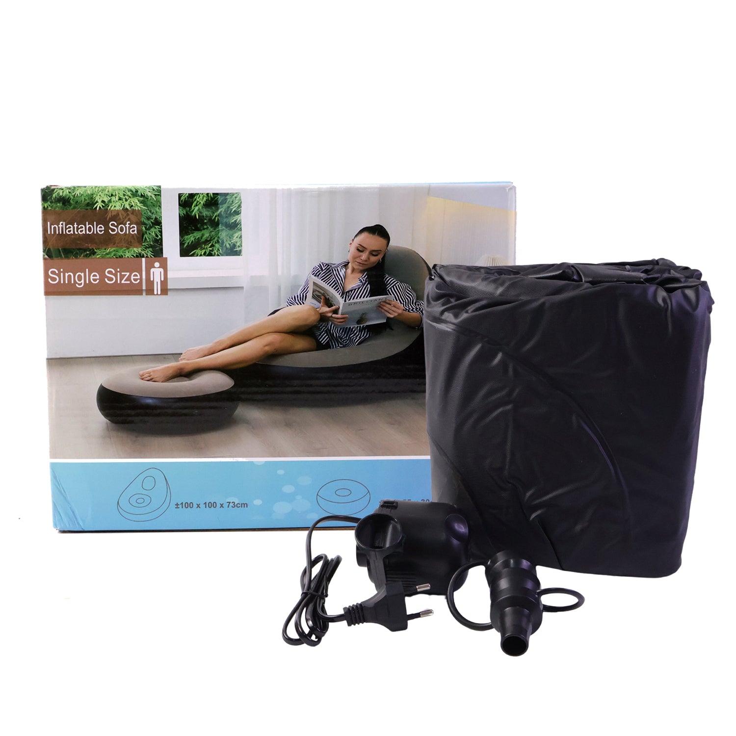 Inflatable Air Sofa Chair Set (1 Set 100x100x73 + 55x55x30 Cm)