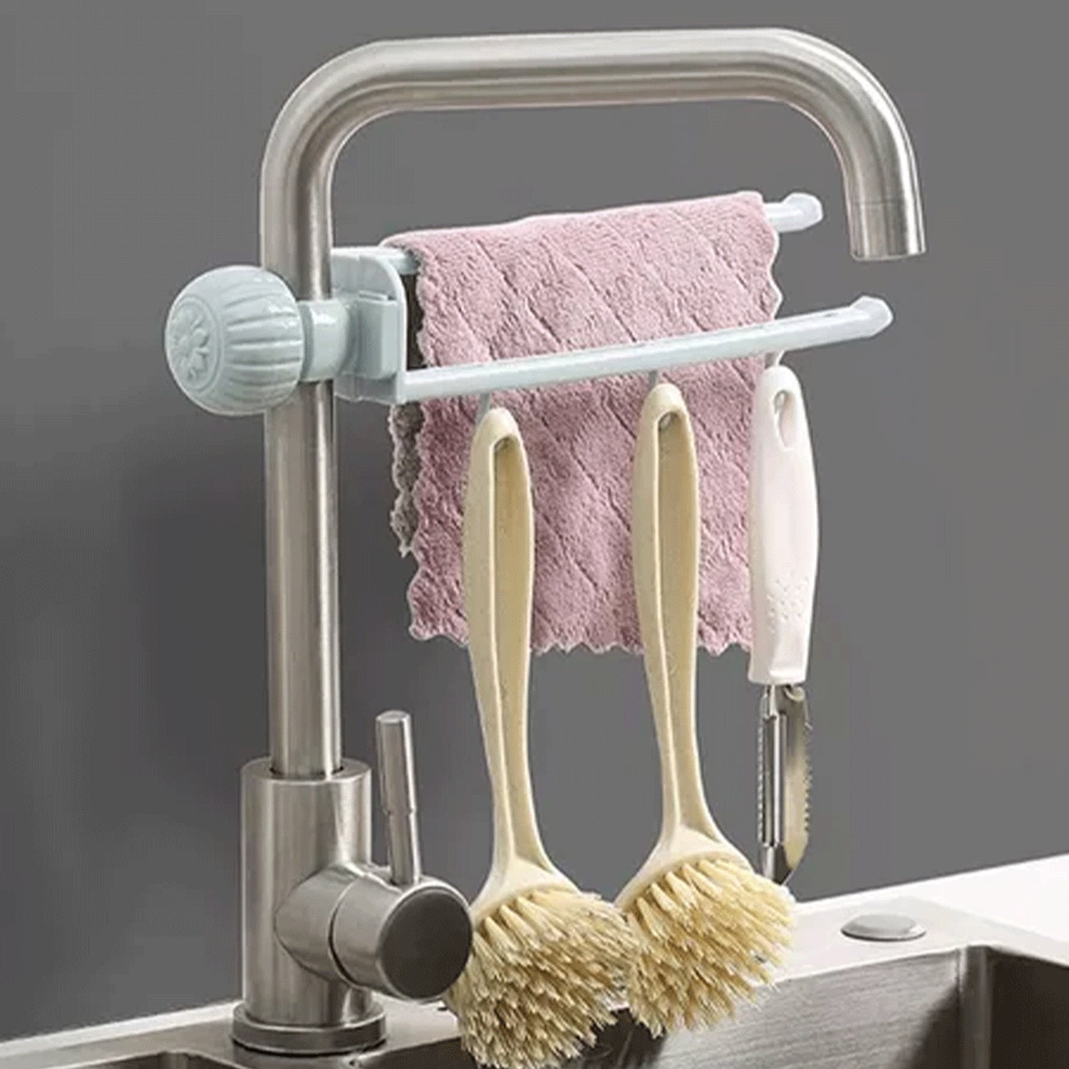 Multipurpose Sink Faucet Hanging Towel  Cleaning Tool Holder (1 Pc )