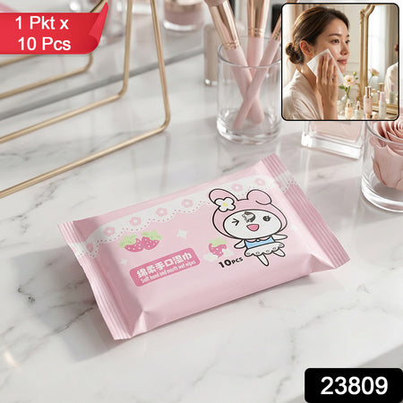 Cartoon Printed Soft Wet Wipes Pack 10 Pc (1 Pack X 10 Pc)