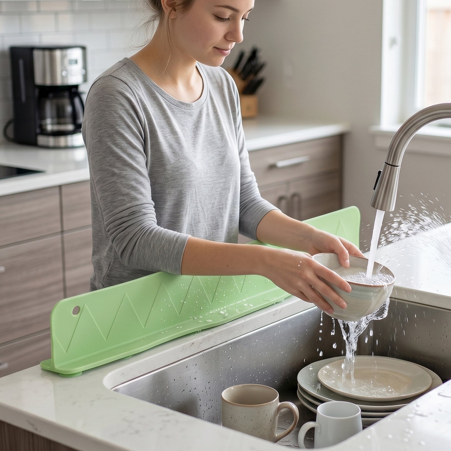 Flexible Silicone Kitchen Sink Splash Guard (48 Cm  1 Pc)