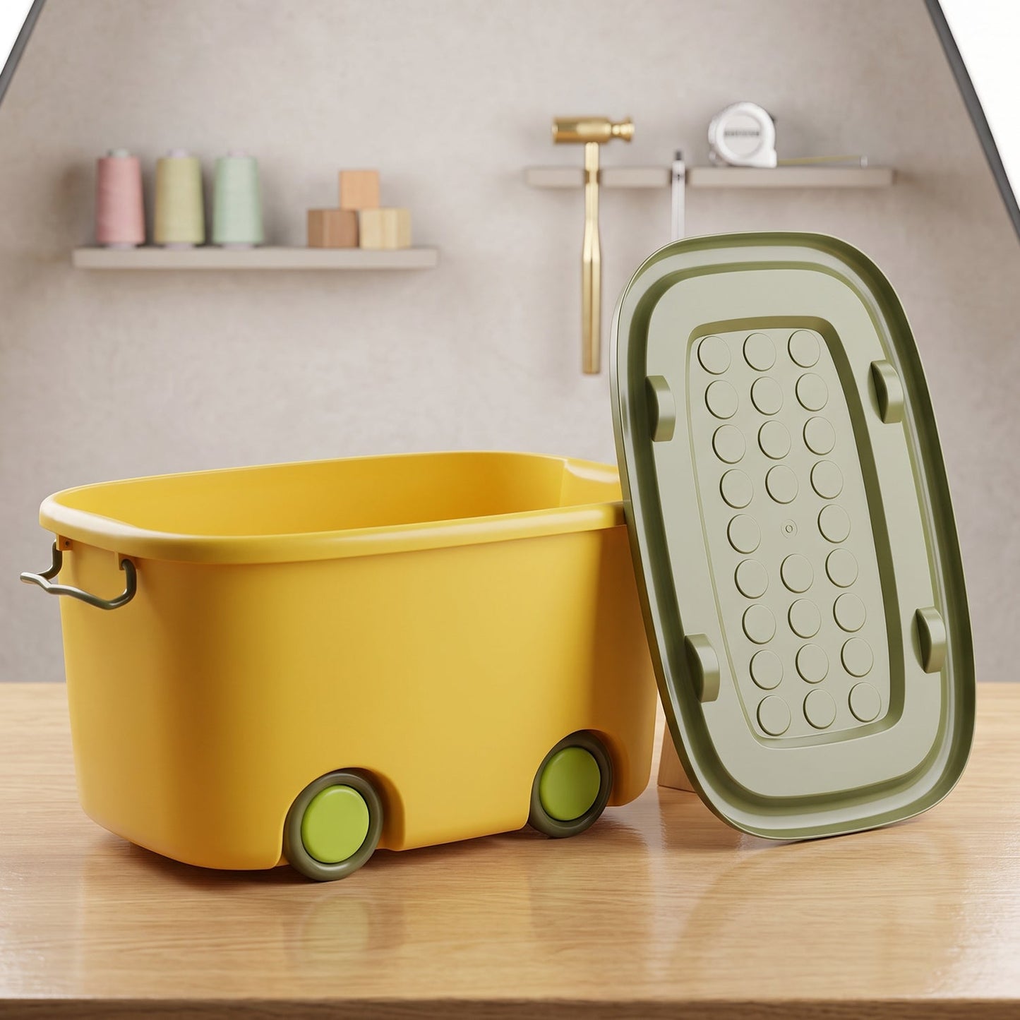Rolling Storage Container Box With Wheels And Lid 25 Litre For Toys (1 Pc)