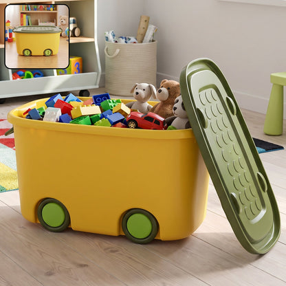 Rolling Storage Container Box With Wheels And Lid 25 Litre For Toys (1 Pc)