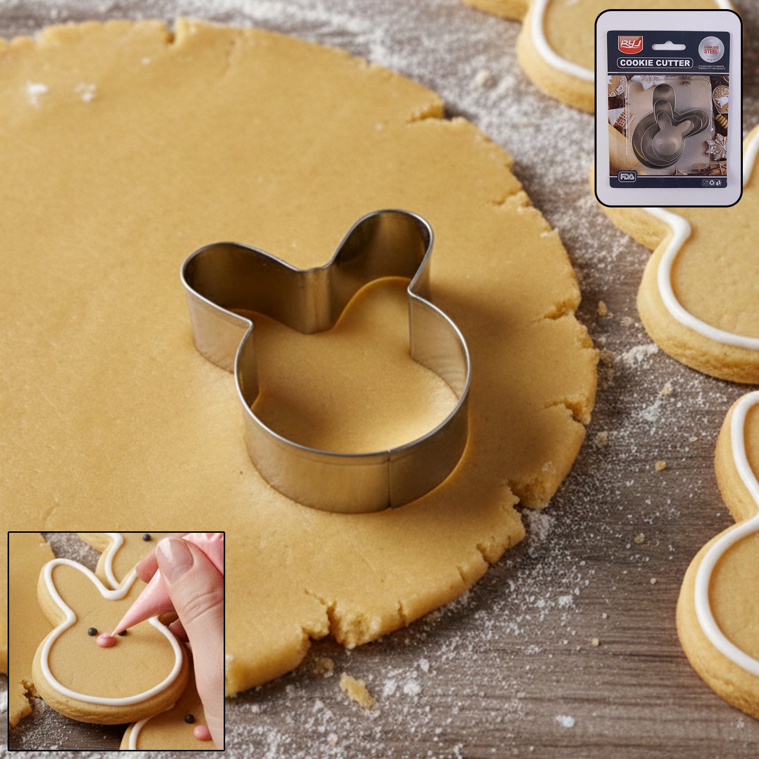 Stainless Steel House Shape Cookie Cutter Set (3 Pc Mix Design Set)