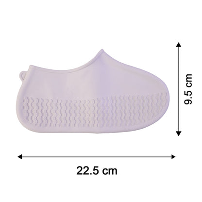 Reusable Waterproof Silicone Rain Shoe Cover White Small Non Slip (1 Pair)