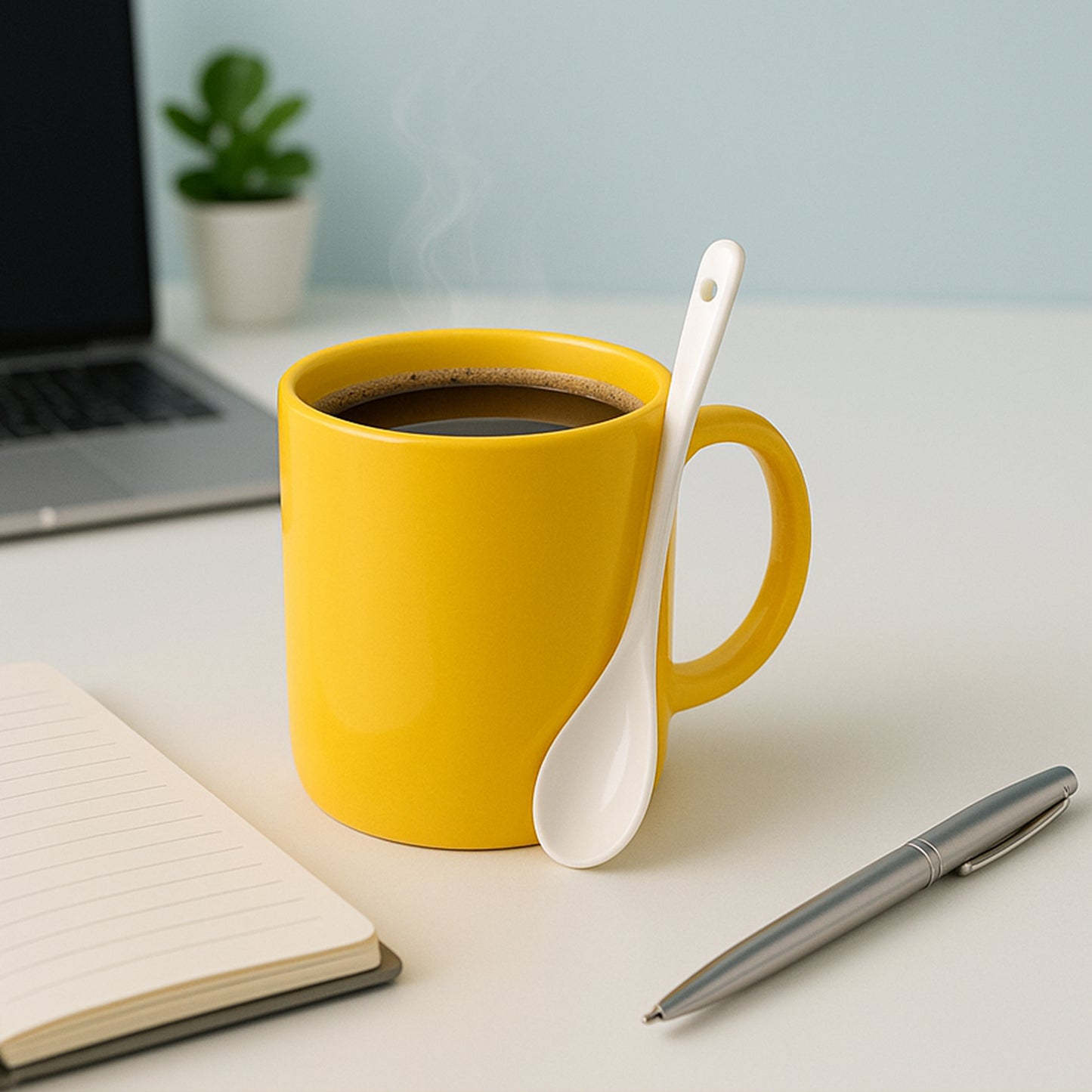 Elegant Ceramic Mug With Matching Spoon
