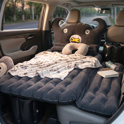 Car Air Mattress With Black Monster Pillow And Cushions For Kids And Adults (1 Set)
