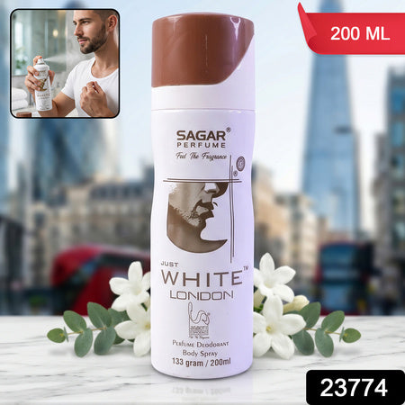 Sagar Just White London Perfume Body Spray Deodorant For Men (200 Ml)
