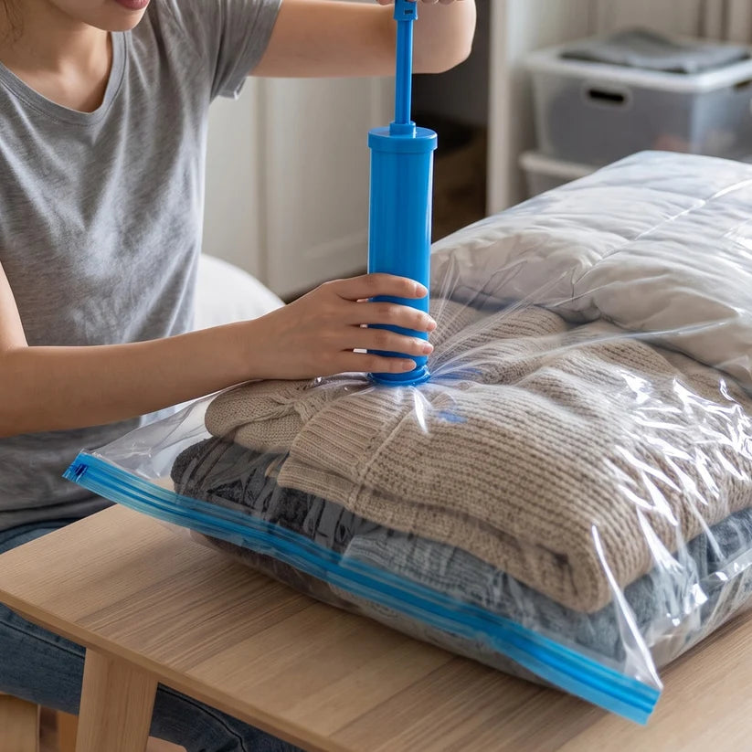 Vacuum Storage Bags with Suction Pump – Space-Saving 5 Pcs Set