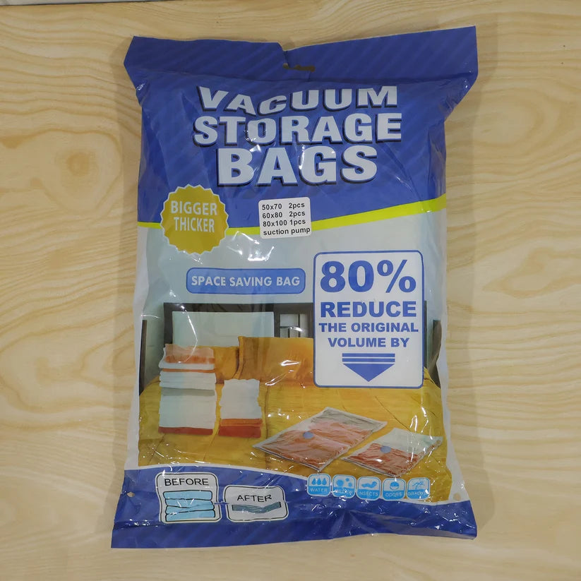 Vacuum Storage Bags with Suction Pump – Space-Saving 5 Pcs Set