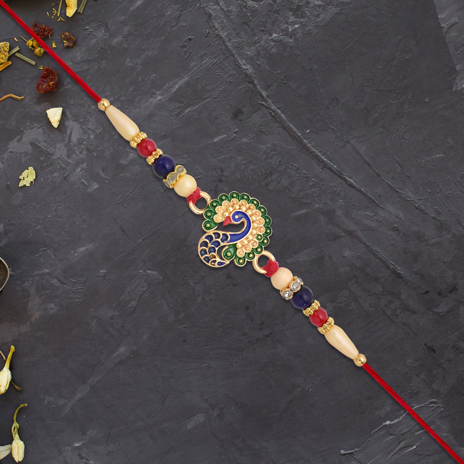 Multicolor Peacock Rakhi With Beads