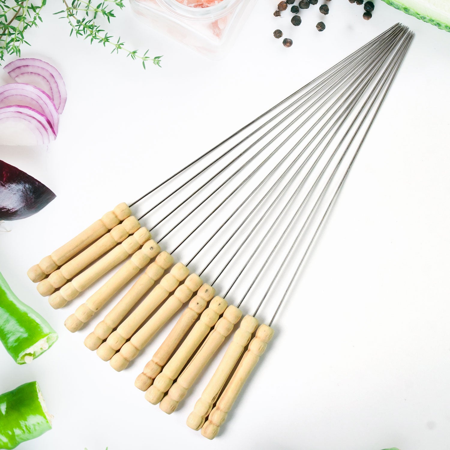 2224 Bbq Tandoor Skewers Grill Sticks For Barbecue (Pack Of 12)