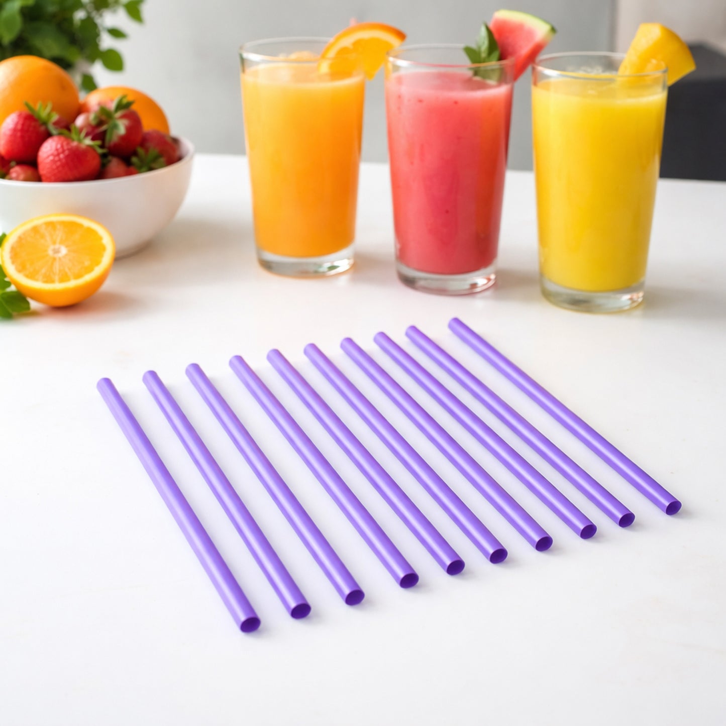 Reusable Plastic Drinking Straws Pack Of 10