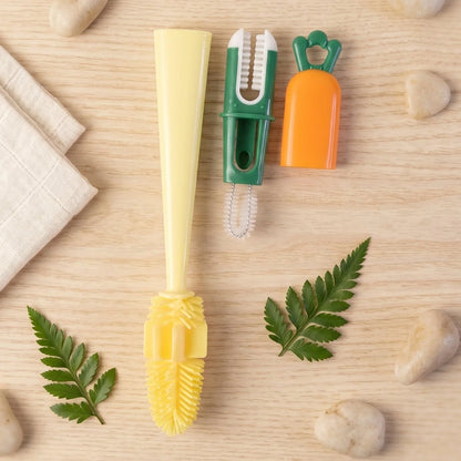 3 In 1 Bottle Cleaning Brush With Silicone Head For Cups And Flasks (1 Pc)