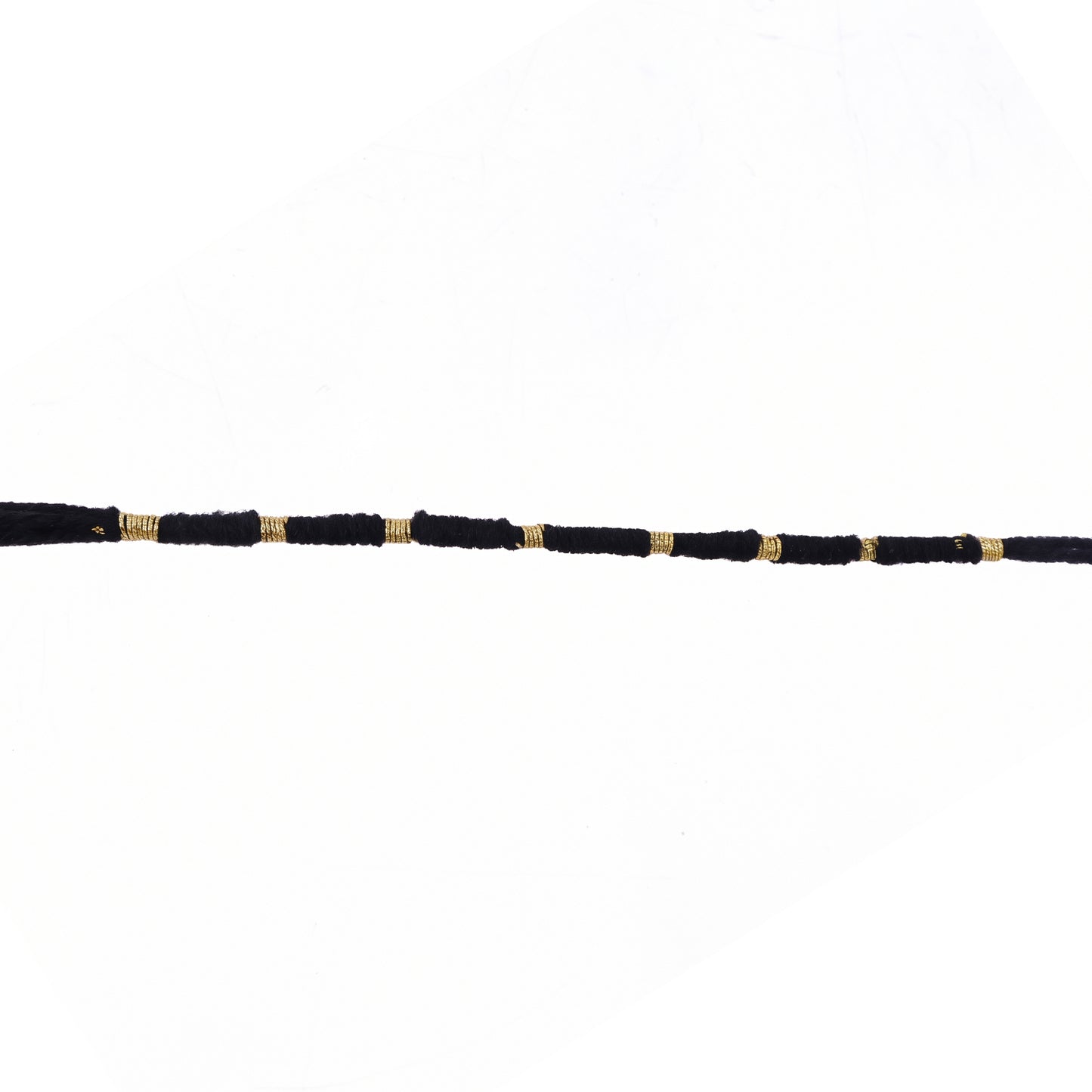 Handmade Black Thread Bracelet Rakhi With Gold Beads (1 Pc)