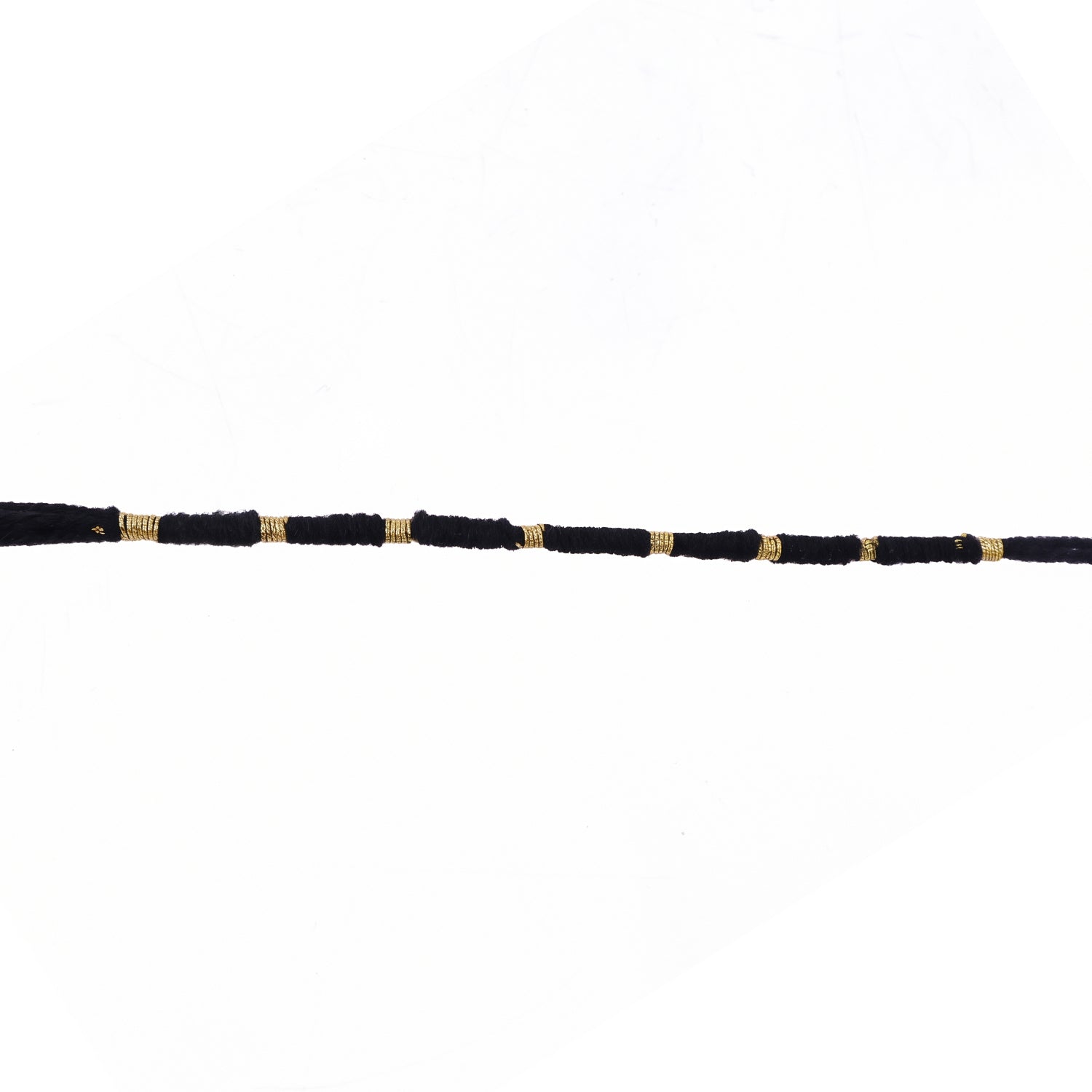 Handmade Black Thread Bracelet Rakhi With Gold Beads (1 Pc)