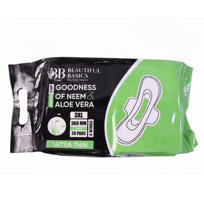 Beautiful Basics Neem  Aloe Vera Sanitary Pads 3xl 360mm Night (28 Pads)