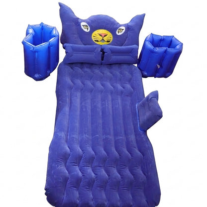 Inflatable Car Bed Set With Lion Head Pillow And Cushions For Comfortable Travel Sleeping (1 Set)