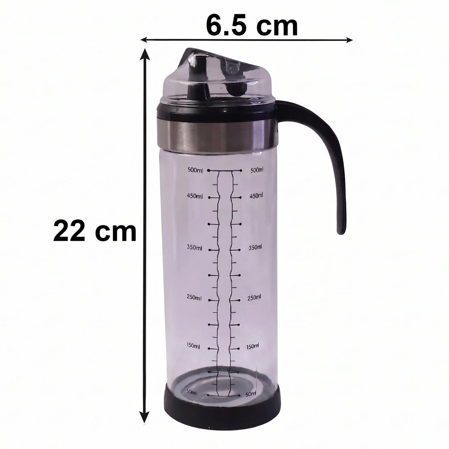 Glass Oil Dispenser Bottle With Handle And Auto Flip Lid For Kitchen (500 Ml)