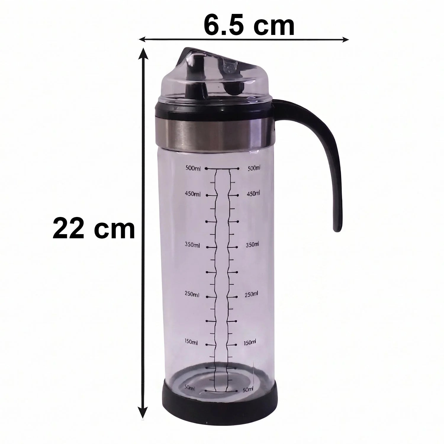 Glass Oil Dispenser Bottle With Handle And Auto Flip Lid For Kitchen (500 Ml)