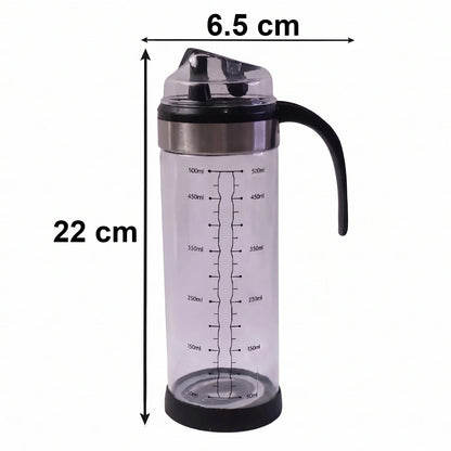 Glass Oil Dispenser Bottle With Handle And Auto Flip Lid For Kitchen (500 Ml)