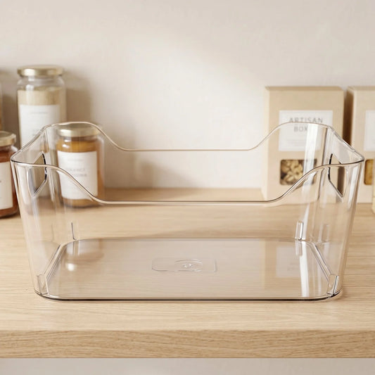Transparent Plastic Storage Box Organizer With Handle For Fridge Pantry (1 Pc)