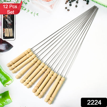 2224 Bbq Tandoor Skewers Grill Sticks For Barbecue (Pack Of 12)