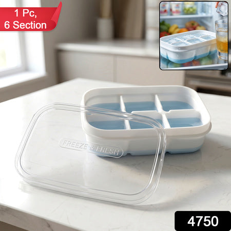 Mini Plastic 6 Cavity Ice Tray - Freeze  Fresh Compact Ice Cube Tray