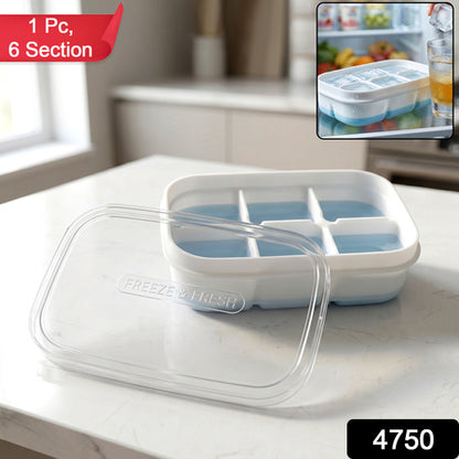 Mini Plastic 6 Cavity Ice Tray - Freeze  Fresh Compact Ice Cube Tray