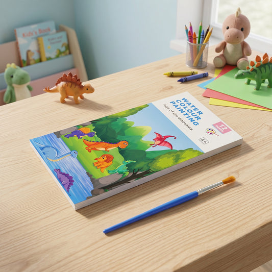 Kids Water Colour Painting Book With Brush (1 Set 12 Pages)