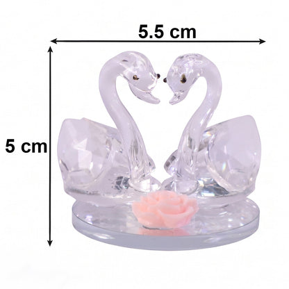 Crystal Swan Pair Showpiece Decorative Glass Couple Swan Home Decor (1 Pc)