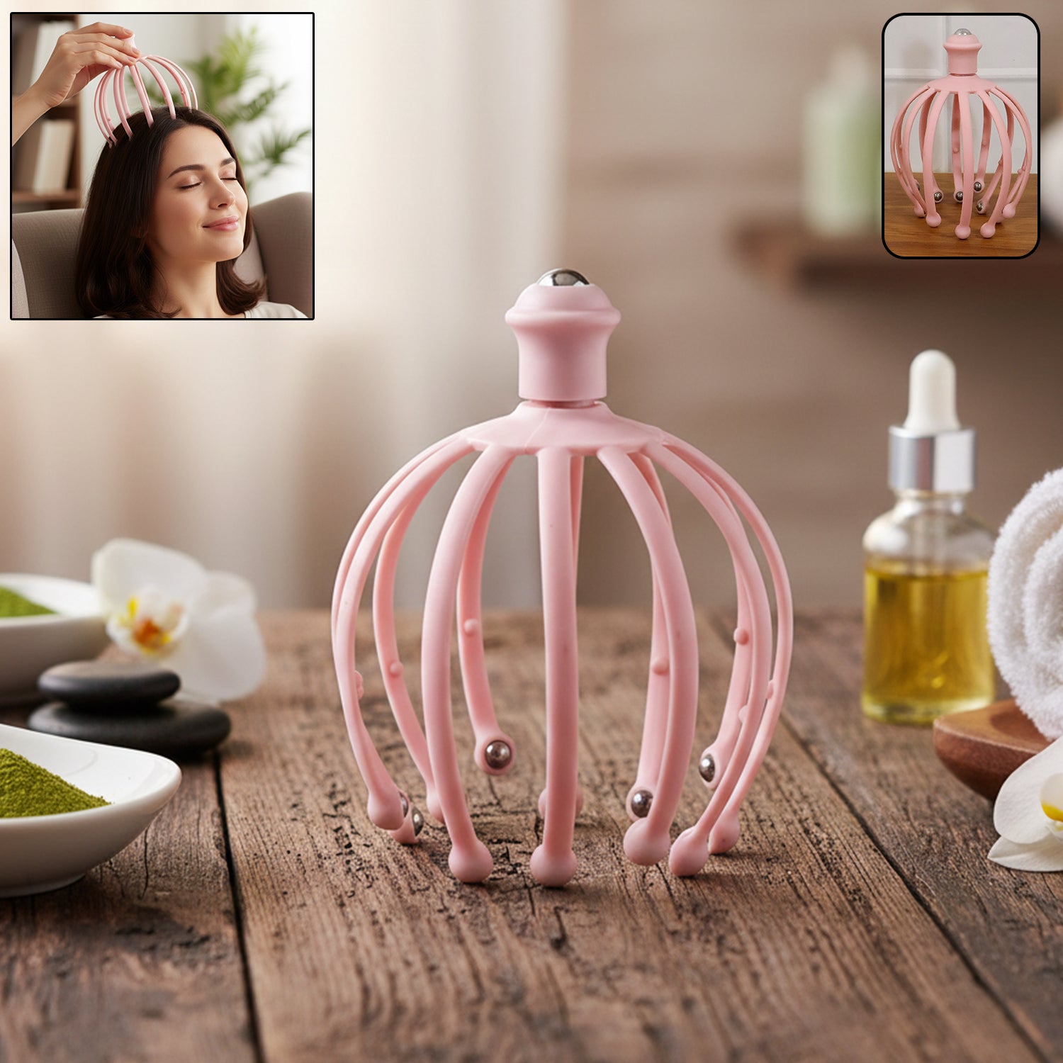 Manual Head Scalp Massager With Rolling Ball Tips (1 Pc)
