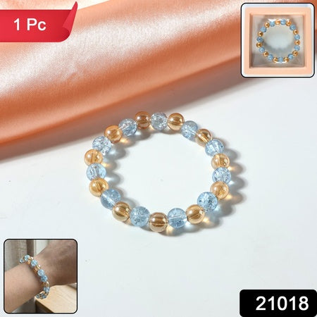 Elegant Dual-tone Crystal Beaded Stretch Bracelet (1 Pc)