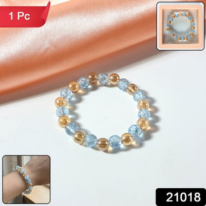 Elegant Dual-tone Crystal Beaded Stretch Bracelet (1 Pc)