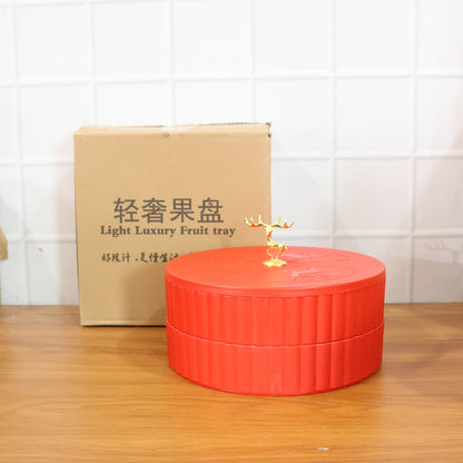 2 Layer Multipurpose Decorative Dry Fruit And Snack Serving Tray (1 Pc)