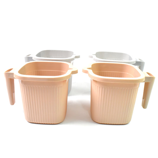 Plastic Square Bath Water Mug (4 Pc  1000 Ml  Mix Color)